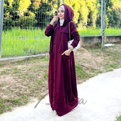 LALEESA DRESS HOODIE POCKET LD277249 <Long Hoodie Series> Long Hoodie Dress Muslimah Dress Woman