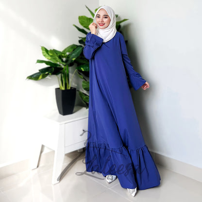 LALEESA LD251219 DRESS INAS Vintage Ruffled Hem Maxi Long Dress Muslimah Dress Women Plus Size Baju Raya 2024