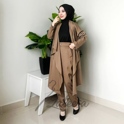 LALEESA (Cardigan + Sleeveless Inner + Pants) SW847834 SET JOYA 3 In 1 Set Wear Jubah Muslimah Plus Size Baju Raya 2024