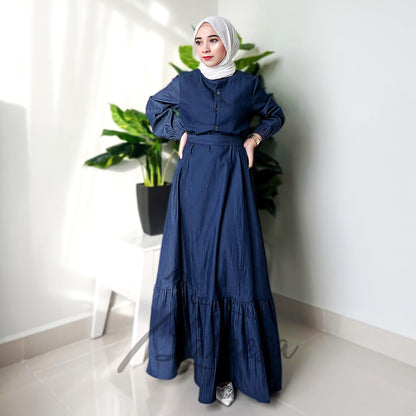 LALEESA DRESS DENIM LD275227 <BF Friendly Series> Dress Muslimah Dress Woman Jubah Muslimah Abaya