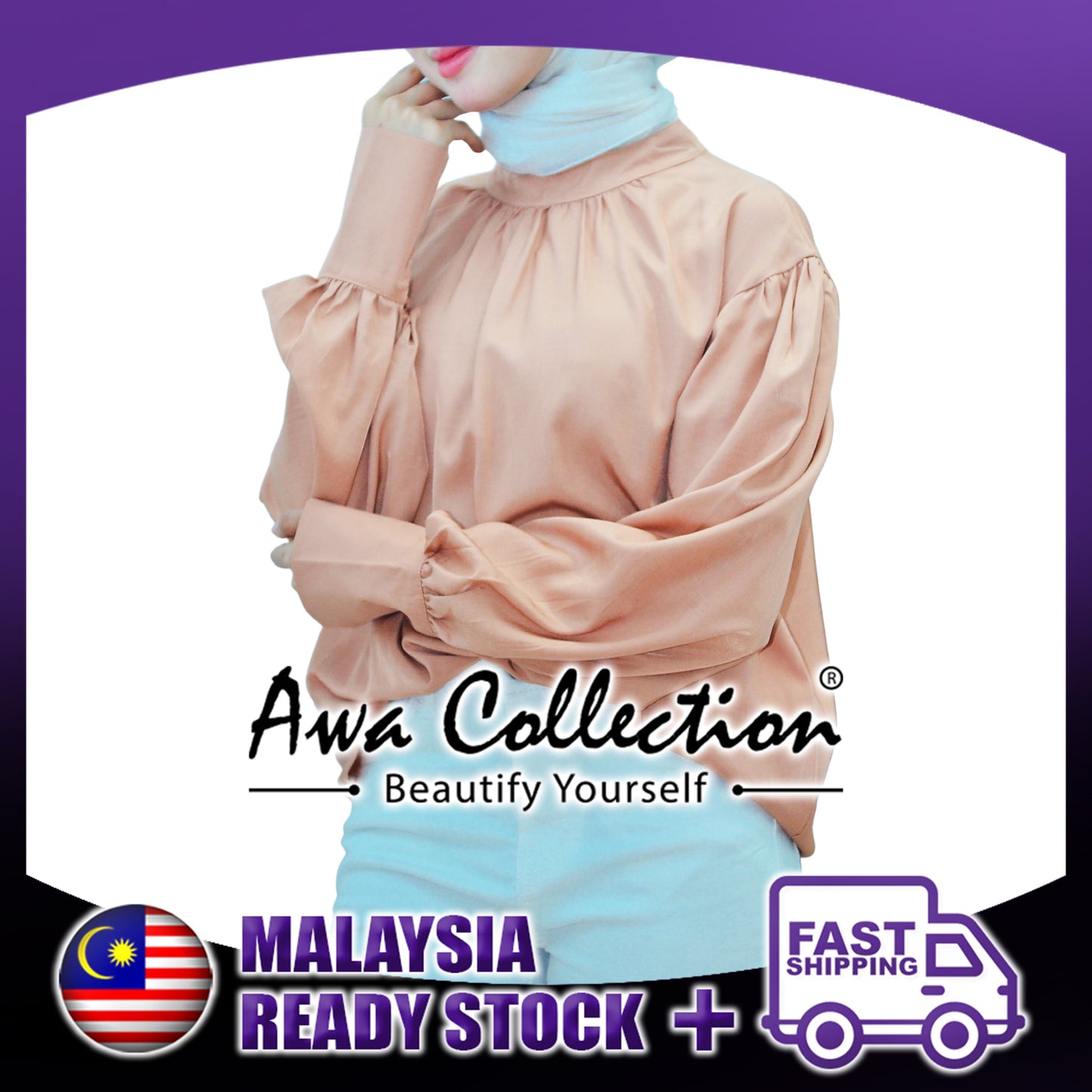 LALEESA Awa Collection BLOUSE WASHIDA TA301399 <Korean Series> Korean Fashion Puff Sleeve Blouse Muslimah Blouse Women
