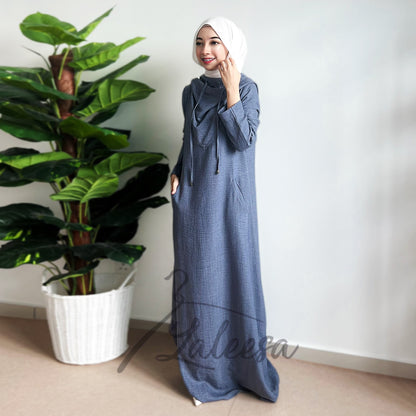 LALEESA DRESS HOODIE MONA LD293285 <Long Hoodie Series> Dress Muslimah Dress Woman Jubah Muslimah