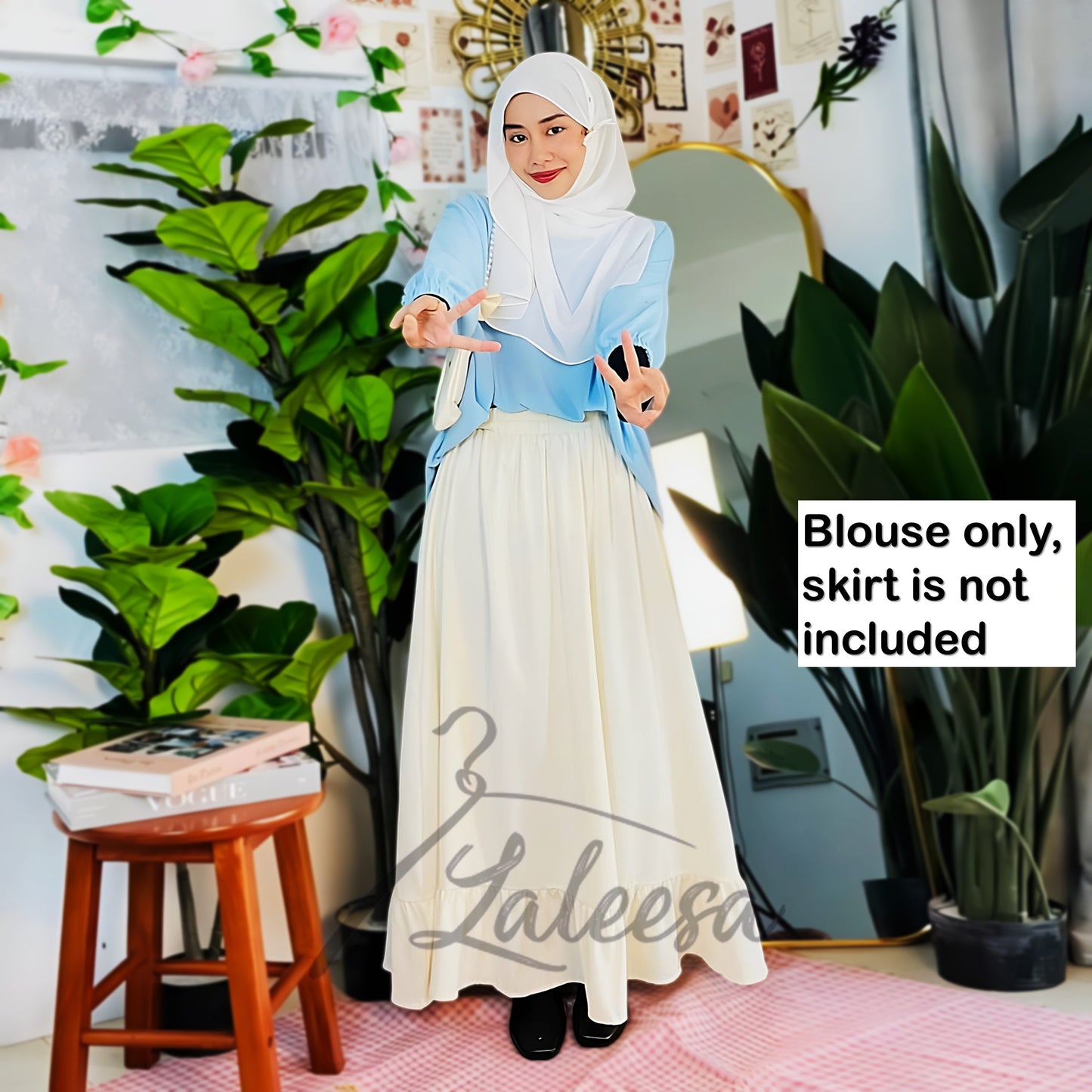 LALEESA TB469439 BLOUSE KAUREEN Irregular Hem Retro Blouse Muslimah Blouse Women Blouse Plus Size Baju Raya 2024