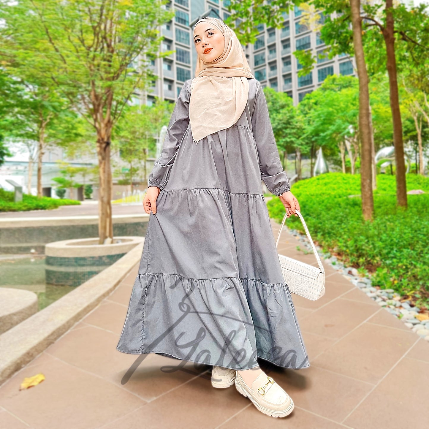 LALEESA DRESS WAFIA LD264242 <BF Friendly Series> Front Button Tiered Dress Muslimah Dress Plus Size Baju Raya 2024