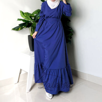 LALEESA LD251219 DRESS INAS Vintage Ruffled Hem Maxi Long Dress Muslimah Dress Women Plus Size Baju Raya 2024