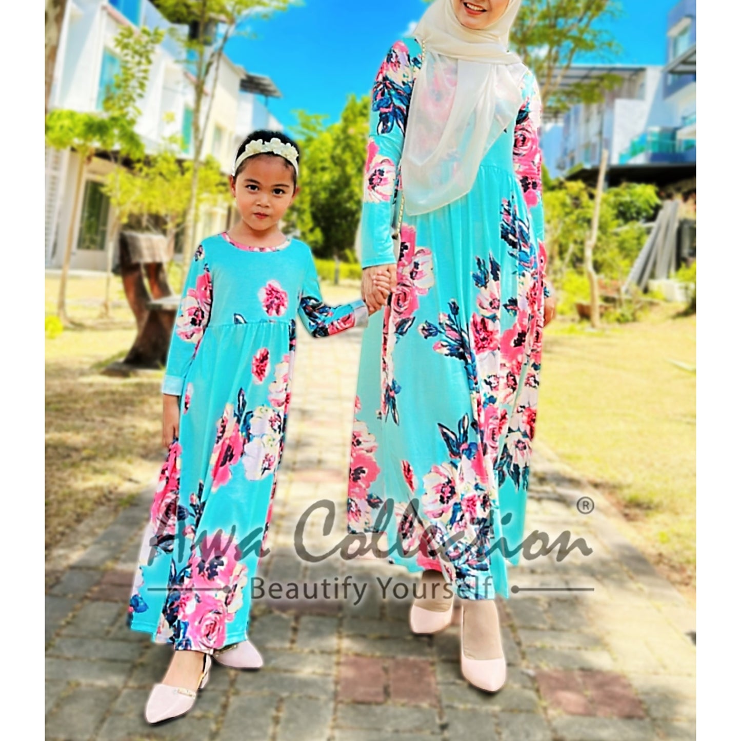 LALEESA Awa Collection DA118178 DRESS HAEDA Mummy Baby Long Sleeve Floral Dress Muslimah Dress Women Dress