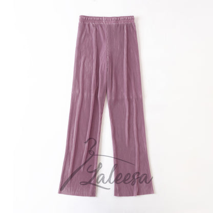 LALEESA PANTS ZOONA PS660640 <Ironless Series> (Ironless) High Waist Rubber Waist Loose Straight Long Pants Women Pants