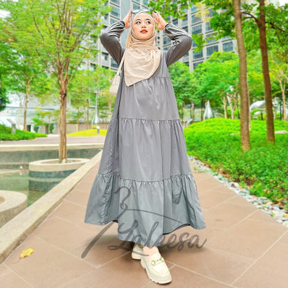 LALEESA DRESS WAFIA LD264242 <BF Friendly Series> Front Button Tiered Dress Muslimah Dress Plus Size Baju Raya 2024