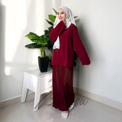 LALEESA (Blouse + Skirt) SET IZZA SW850867 Set Wear Blouse Muslimah Blouse Women Blouse Plus Size Baju Raya 2024