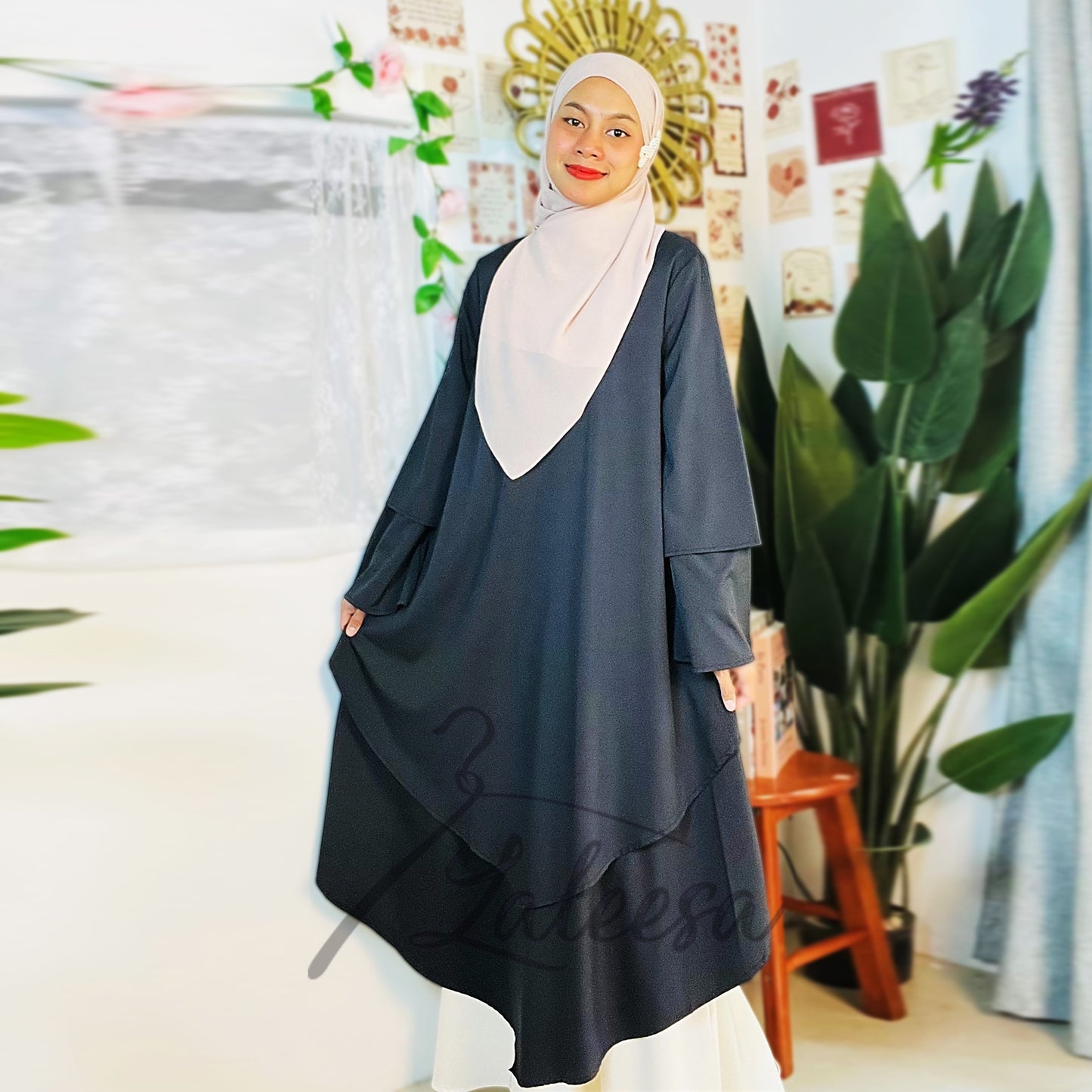 LALEESA LD257275 DRESS MAIDA Irregular Loose Casual Long Dress Muslimah Dress Women Dress Plus Size Baju Raya 2024