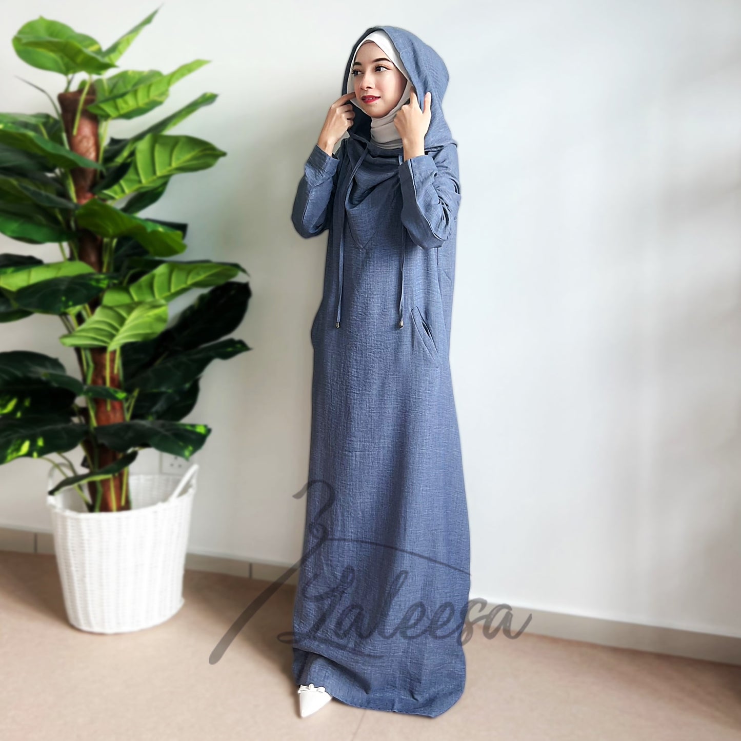 LALEESA DRESS HOODIE MONA LD293285 <Long Hoodie Series> Dress Muslimah Dress Woman Jubah Muslimah