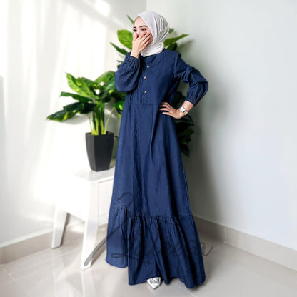 LALEESA DRESS DENIM LD275227 <BF Friendly Series> Dress Muslimah Dress Woman Jubah Muslimah Abaya