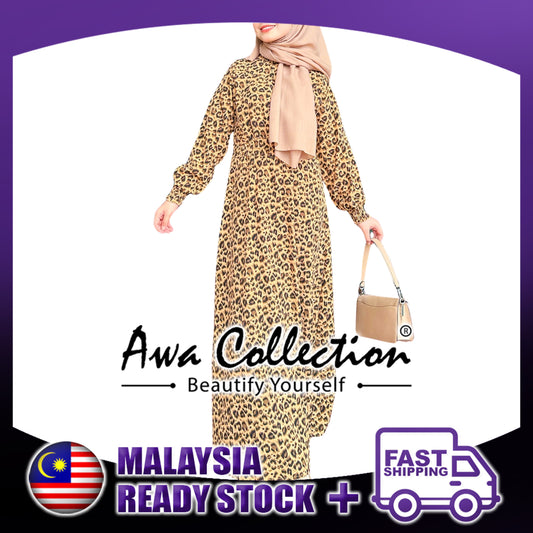 LALEESA Awa Collection DA107163 DRESS SAFIRA Panel Lantern Sleeve Dress Muslimah Dress Women Dress Baju Raya 2024