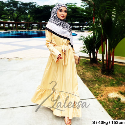 LALEESA LD251219 DRESS INAS Vintage Ruffled Hem Maxi Long Dress Muslimah Dress Women Plus Size Baju Raya 2024