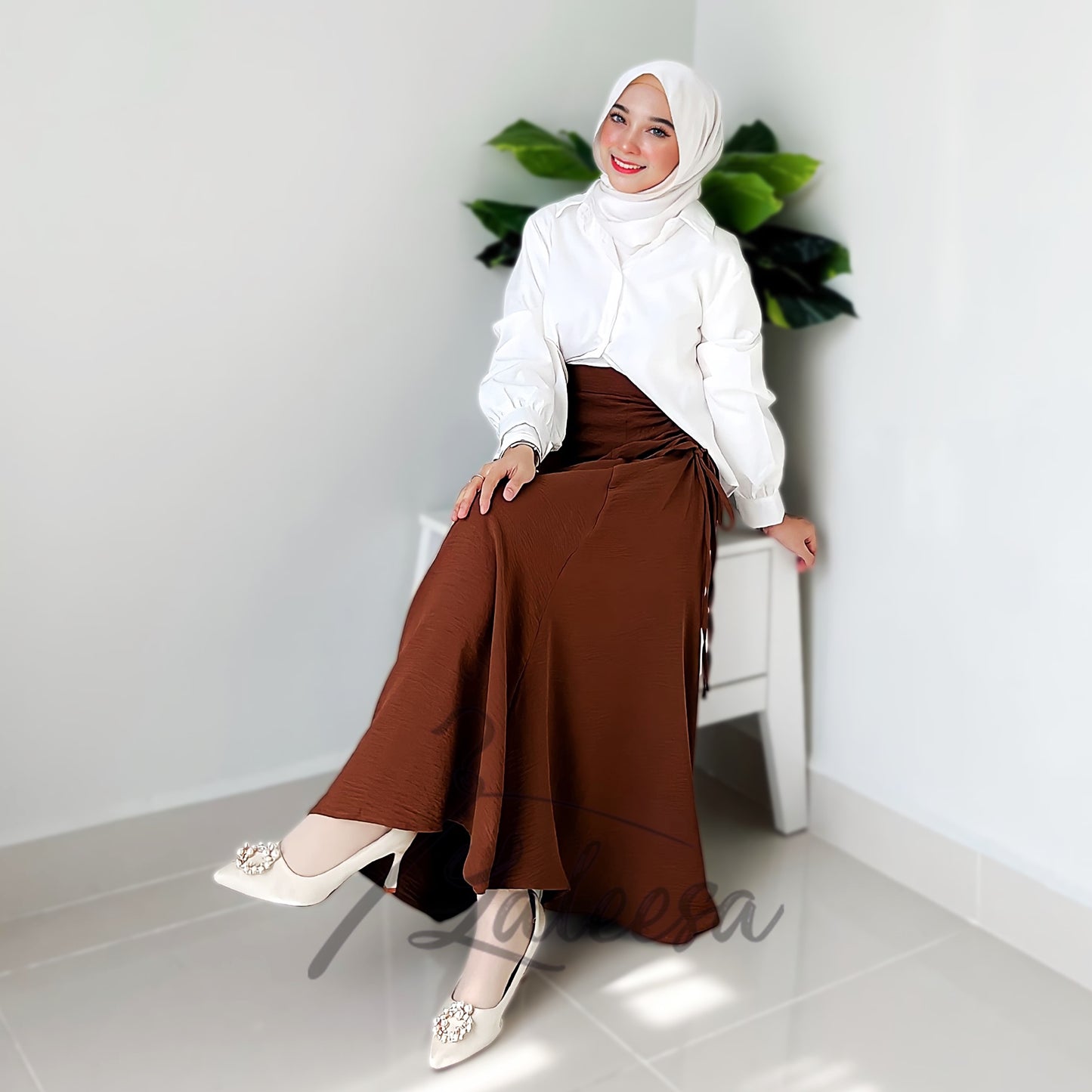 LALEESA SKIRT WAHEEDA PS659639 <Ironless Series> (Ironless) 2 Way Wear Plicated Drawstring Skirt Muslimah Skirt Labuh