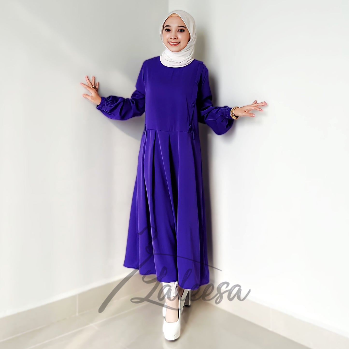 LALEESA TB431428 BLOUSE RABIA Tunic Belt Blouse Muslimah Blouse Women Blouse Baju Muslimah Plus Size Baju Raya 2024