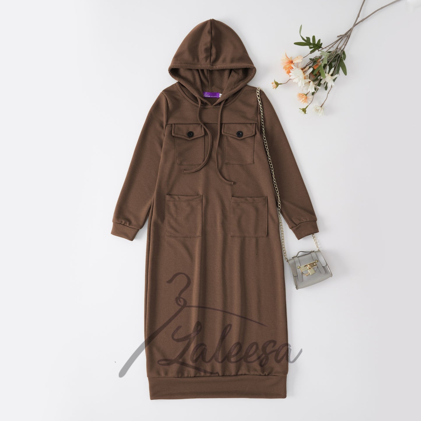 LALEESA DRESS (KIDS) HOODIE POCKET LK288250 <Long Hoodie Series> Long Hoodie Dress Muslimah Dress Kids Baju Raya 2024