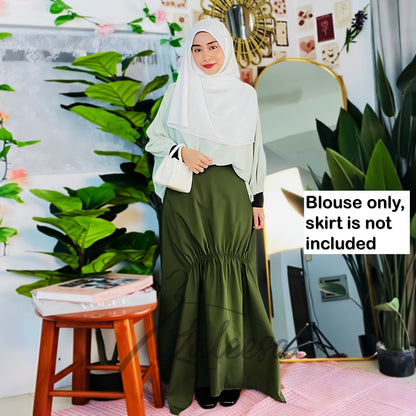 LALEESA TB469439 BLOUSE KAUREEN Irregular Hem Retro Blouse Muslimah Blouse Women Blouse Plus Size Baju Raya 2024