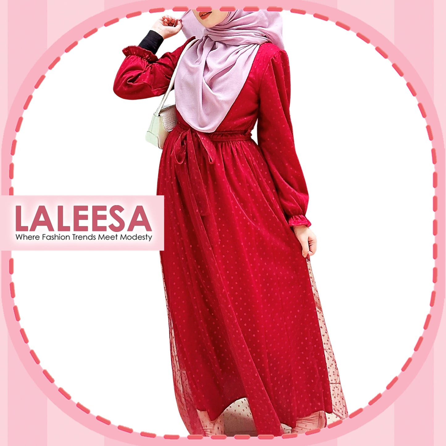 LALEESA Awa Collection DRESS JINA DA109181 Dress Muslimah Dress Woman Jubah Muslimah Abaya Dress