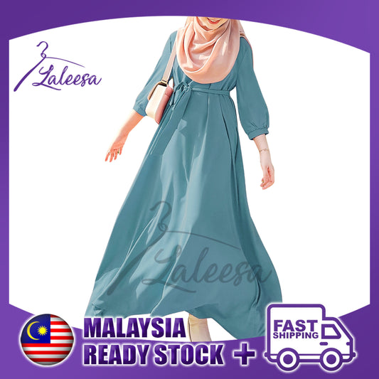 LALEESA LD244246 DRESS ABEERA Belted Side Pockets Dress Muslimah Dress Women Dress Abaya Plus Size Baju Raya 2024