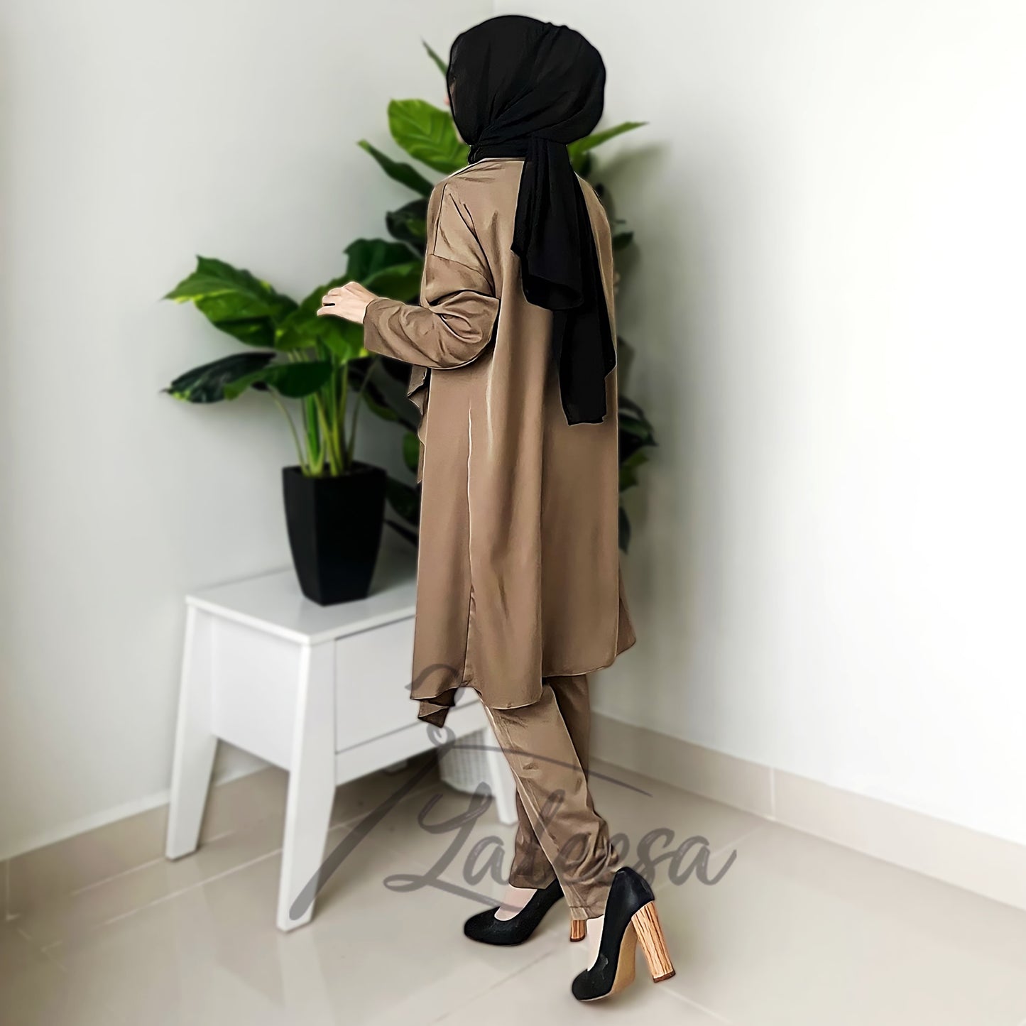 LALEESA (Cardigan + Sleeveless Inner + Pants) SW847834 SET JOYA 3 In 1 Set Wear Jubah Muslimah Plus Size Baju Raya 2024