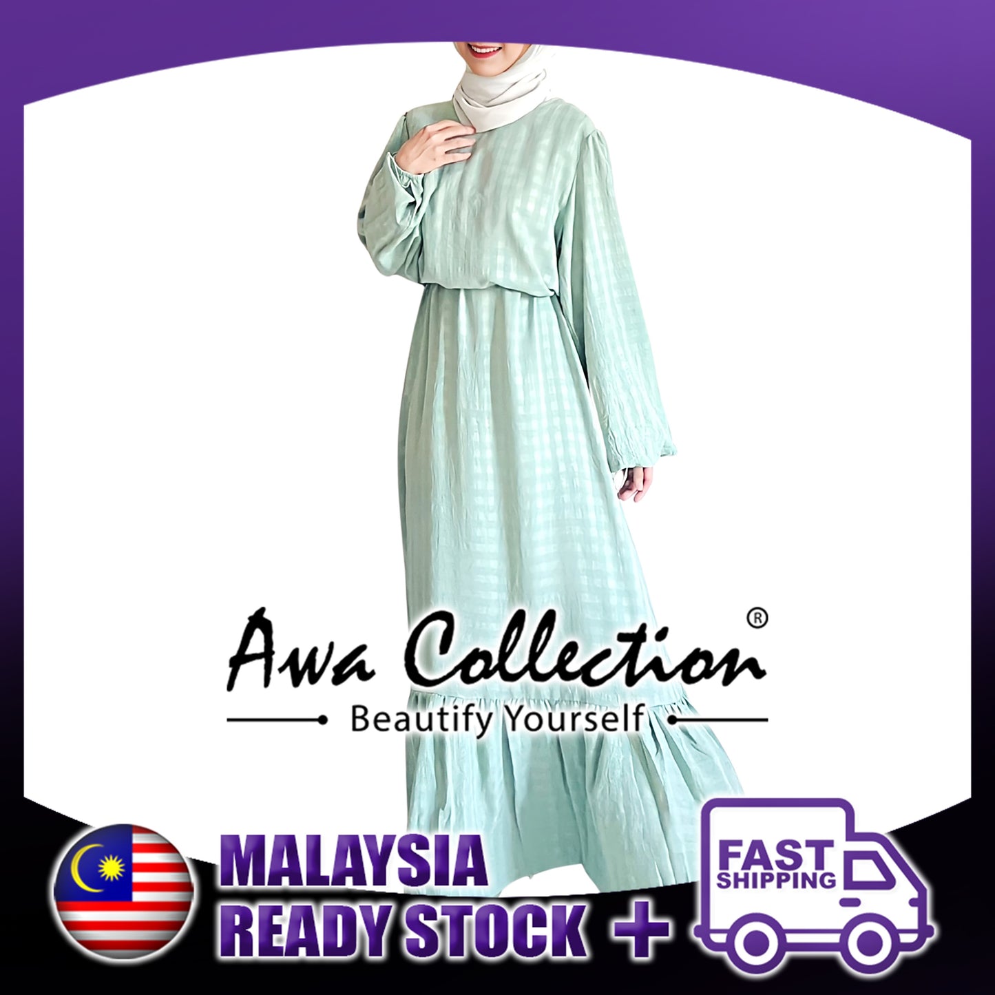 LALEESA Awa Collection DRESS FAHMIDA DA115145 <Ironless Series> (Ironless) Dress Muslimah Dress Women Baju Raya 2024