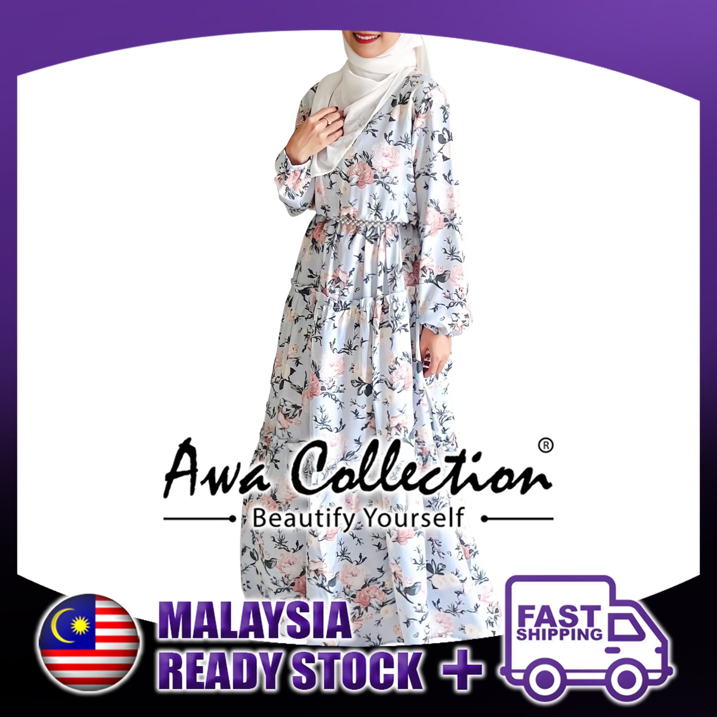 LALEESA Awa Collection DA106154 DRESS RANIA Long Dress Muslimah Dress Women Dress Maxi Dress Baju Raya 2024