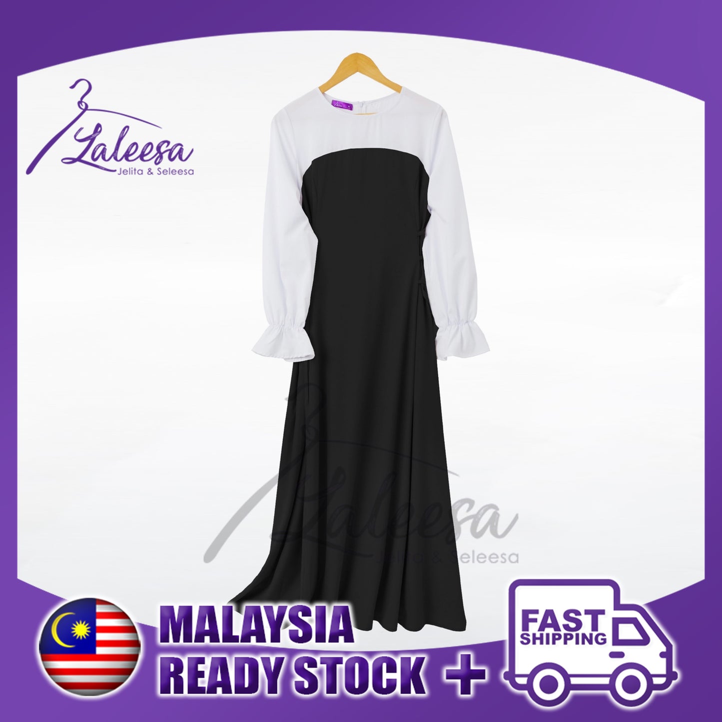 LALEESA DRESS AZALEA LD219281 Dual Tone Tide Waist Dress Muslimah Dress Women Dress Jubah Muslimah Jubah Abaya Dress