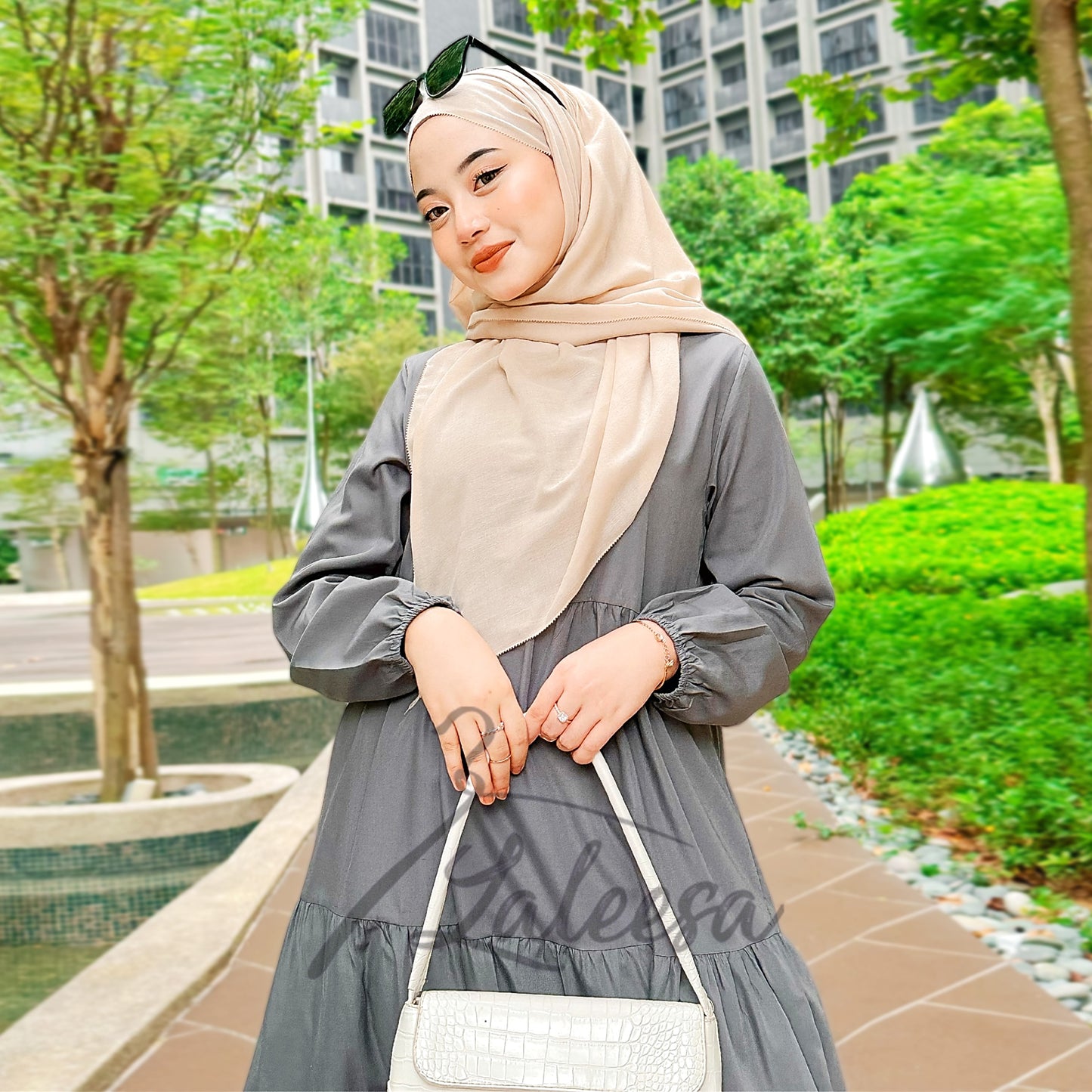 LALEESA DRESS WAFIA LD264242 <BF Friendly Series> Front Button Tiered Dress Muslimah Dress Plus Size Baju Raya 2024