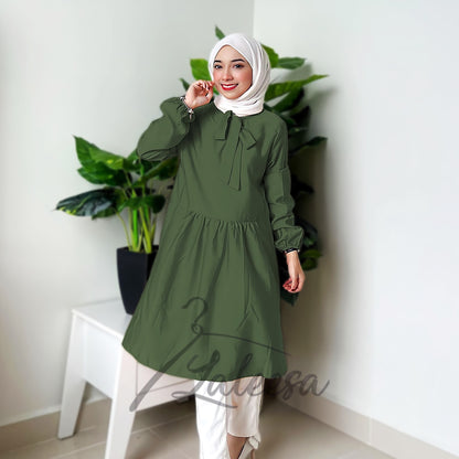 LALEESA TB441451 BLOUSE NABEEHA Plain Color Tie Collar Blouse Muslimah Blouse Women Blouse Plus Size Baju Raya 2024