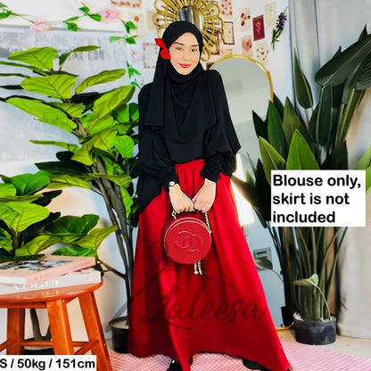 LALEESA TB469439 BLOUSE KAUREEN Irregular Hem Retro Blouse Muslimah Blouse Women Blouse Plus Size Baju Raya 2024