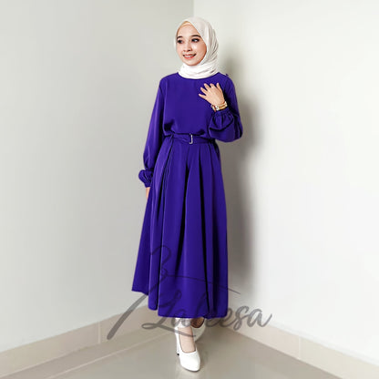 LALEESA TB431428 BLOUSE RABIA Tunic Belt Blouse Muslimah Blouse Women Blouse Baju Muslimah Plus Size Baju Raya 2024