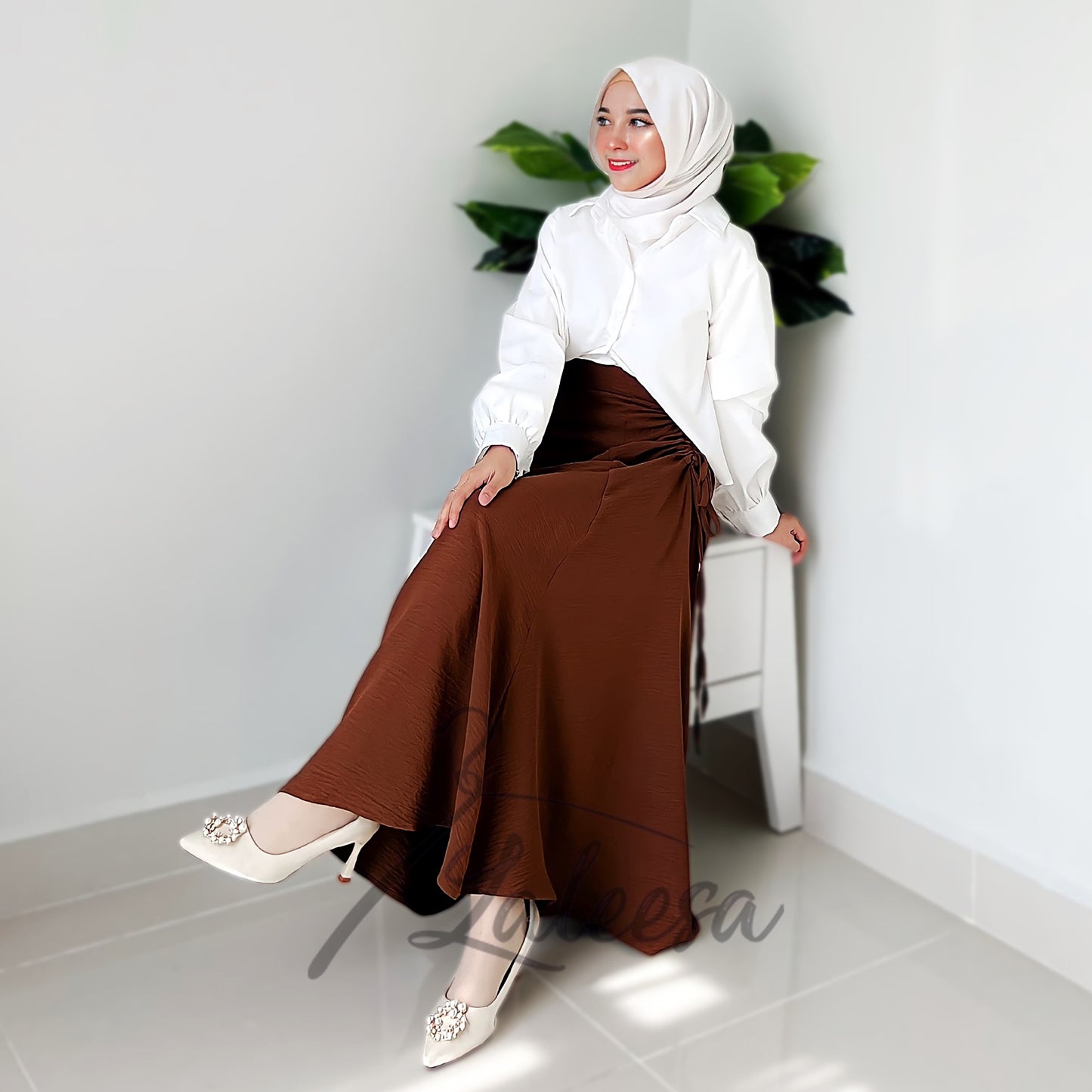 LALEESA SKIRT WAHEEDA PS659639 <Ironless Series> (Ironless) 2 Way Wear Plicated Drawstring Skirt Muslimah Skirt Labuh