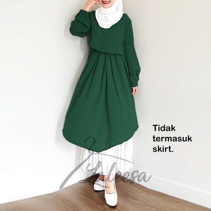 LALEESA BLOUSE QAYLA TB430417 <BF Friendly Series> (TIDAK TERMASUK SKIRT) Long Blouse Muslimah Plus Size Baju Raya 2024