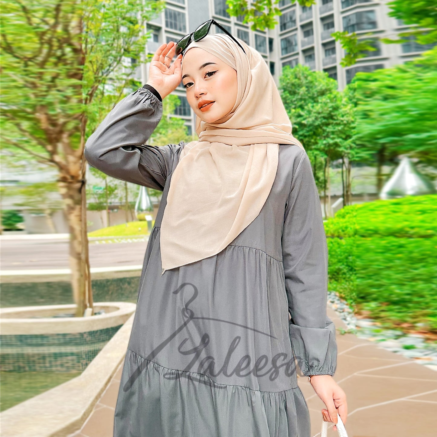 LALEESA DRESS WAFIA LD264242 <BF Friendly Series> Front Button Tiered Dress Muslimah Dress Plus Size Baju Raya 2024