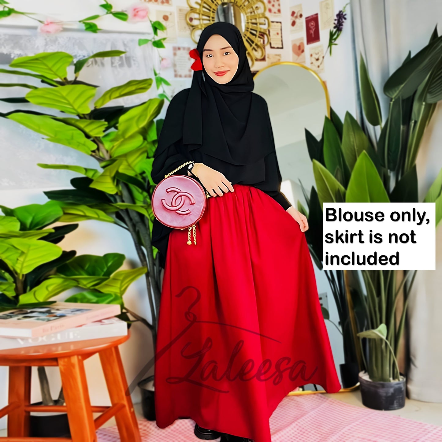 LALEESA TB469439 BLOUSE KAUREEN Irregular Hem Retro Blouse Muslimah Blouse Women Blouse Plus Size Baju Raya 2024