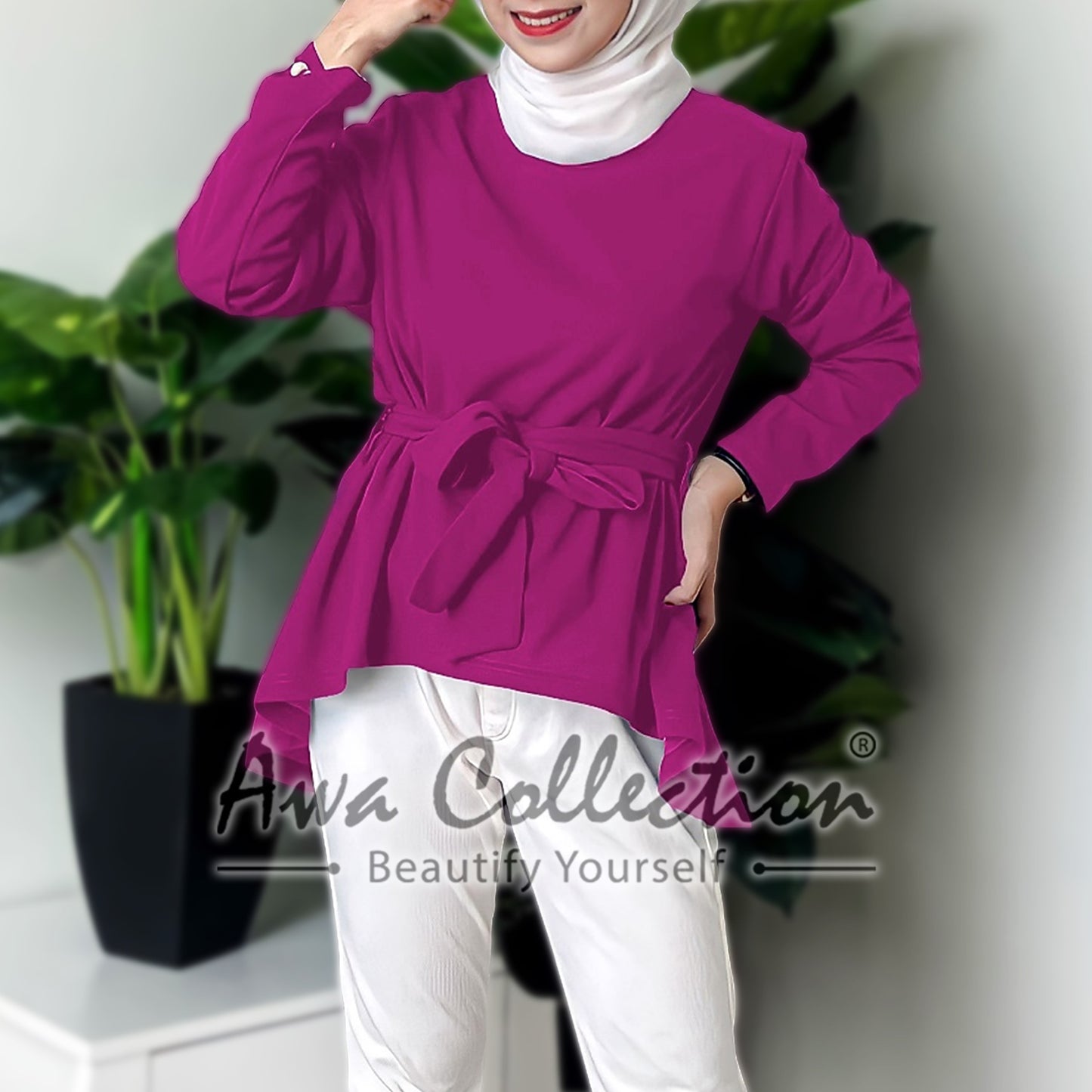 LALEESA Awa Collection TA302380 BLOUSE ZAMINAH Round Neck Blouse Muslimah Blouse Women Blouse Baju Raya 2024