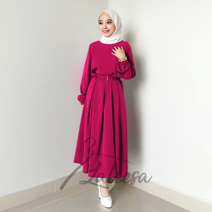 LALEESA TB431428 BLOUSE RABIA Tunic Belt Blouse Muslimah Blouse Women Blouse Baju Muslimah Plus Size Baju Raya 2024