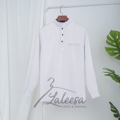 LALEESA E0302 Kurta Cekak Musang (Slim Fit) Satin Berkilat Baju Berkolar Men Shirt Men Baju Lelaki Baju Raya 2024