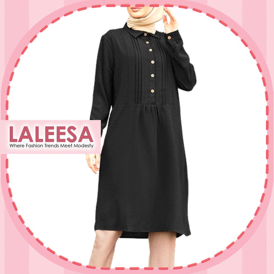 LALEESA BLOUSE MAISA TB438428 <BF Friendly Series> Retro Buttons Pleated Blouse Muslimah Blouse Plus Size Baju Raya 2024