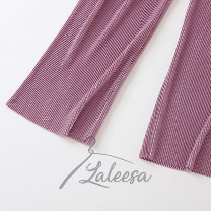 LALEESA PANTS ZOONA PS660640 <Ironless Series> (Ironless) High Waist Rubber Waist Loose Straight Long Pants Women Pants