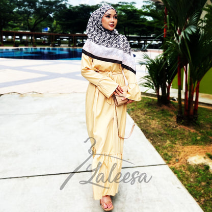 LALEESA LD251219 DRESS INAS Vintage Ruffled Hem Maxi Long Dress Muslimah Dress Women Plus Size Baju Raya 2024