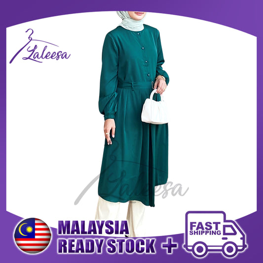 LALEESA BLOUSE QAYLA TB430417 <BF Friendly Series> (TIDAK TERMASUK SKIRT) Long Blouse Muslimah Plus Size Baju Raya 2024