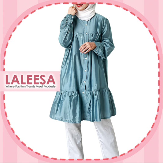 LALEESA DRESS SAIDA LD274284 <BF Friendly Series> Ruffle A-Line Button Dress Muslimah Plus Size Baju Raya 2024