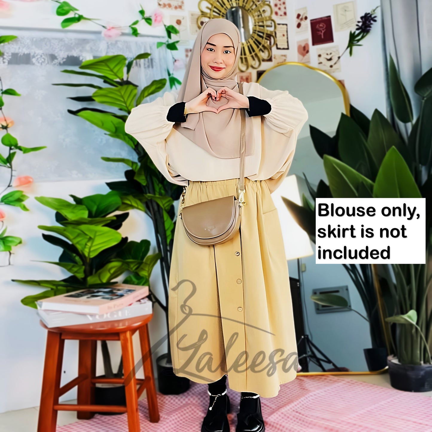 LALEESA TB469439 BLOUSE KAUREEN Irregular Hem Retro Blouse Muslimah Blouse Women Blouse Plus Size Baju Raya 2024