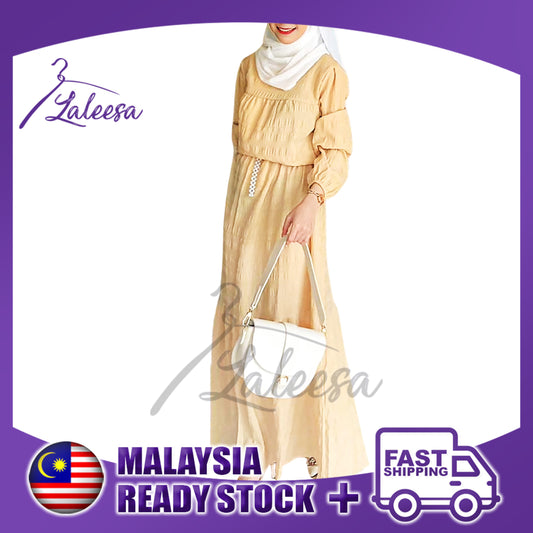 LALEESA DRESS RAFIA LD272262 <Ironless Series> (Ironless) Ruffled Pleated Hem Dress Muslimah Plus Size Baju Raya 2024