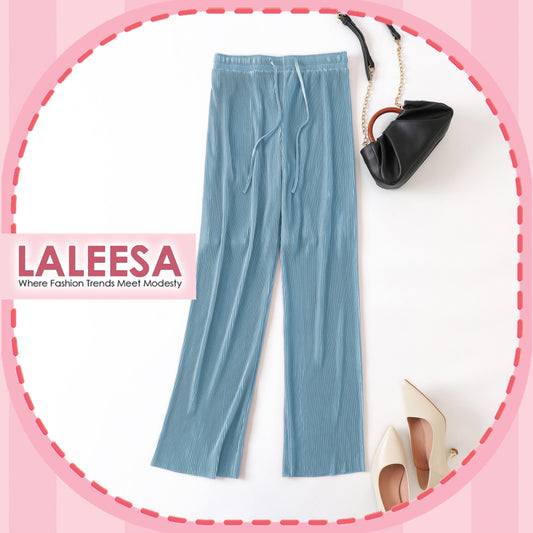 LALEESA PANTS ZOONA PS660640 <Ironless Series> (Ironless) High Waist Rubber Waist Loose Straight Long Pants Women Pants