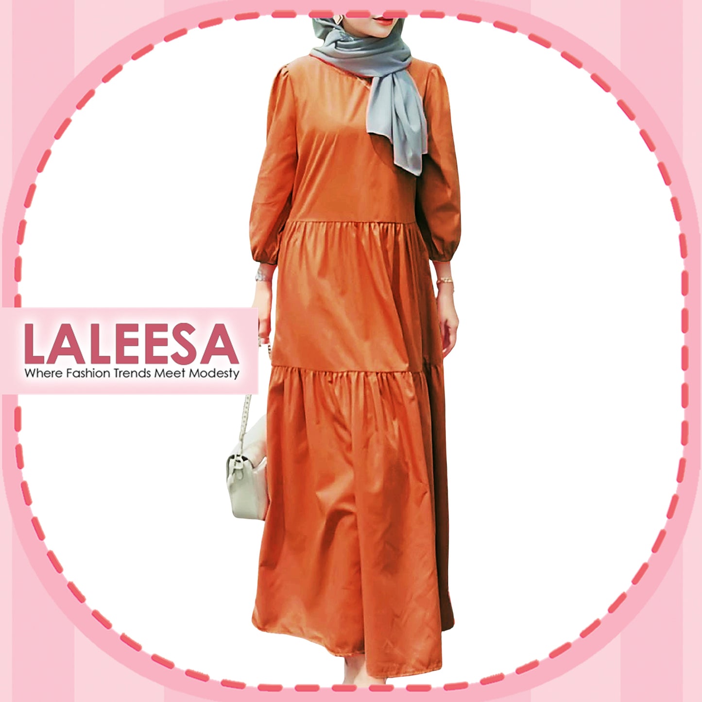 LALEESA LD246264 DRESS DARIA Puff Sleeve Ruffles Dress Muslimah Dress Women Dress Plus Size Baju Raya 2024