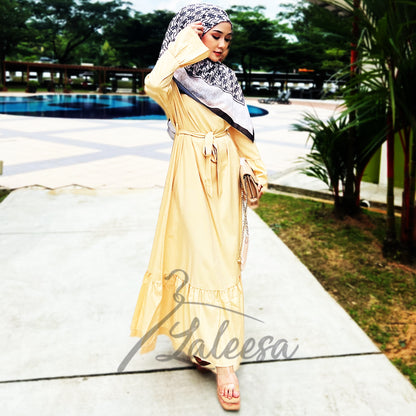 LALEESA LD251219 DRESS INAS Vintage Ruffled Hem Maxi Long Dress Muslimah Dress Women Plus Size Baju Raya 2024