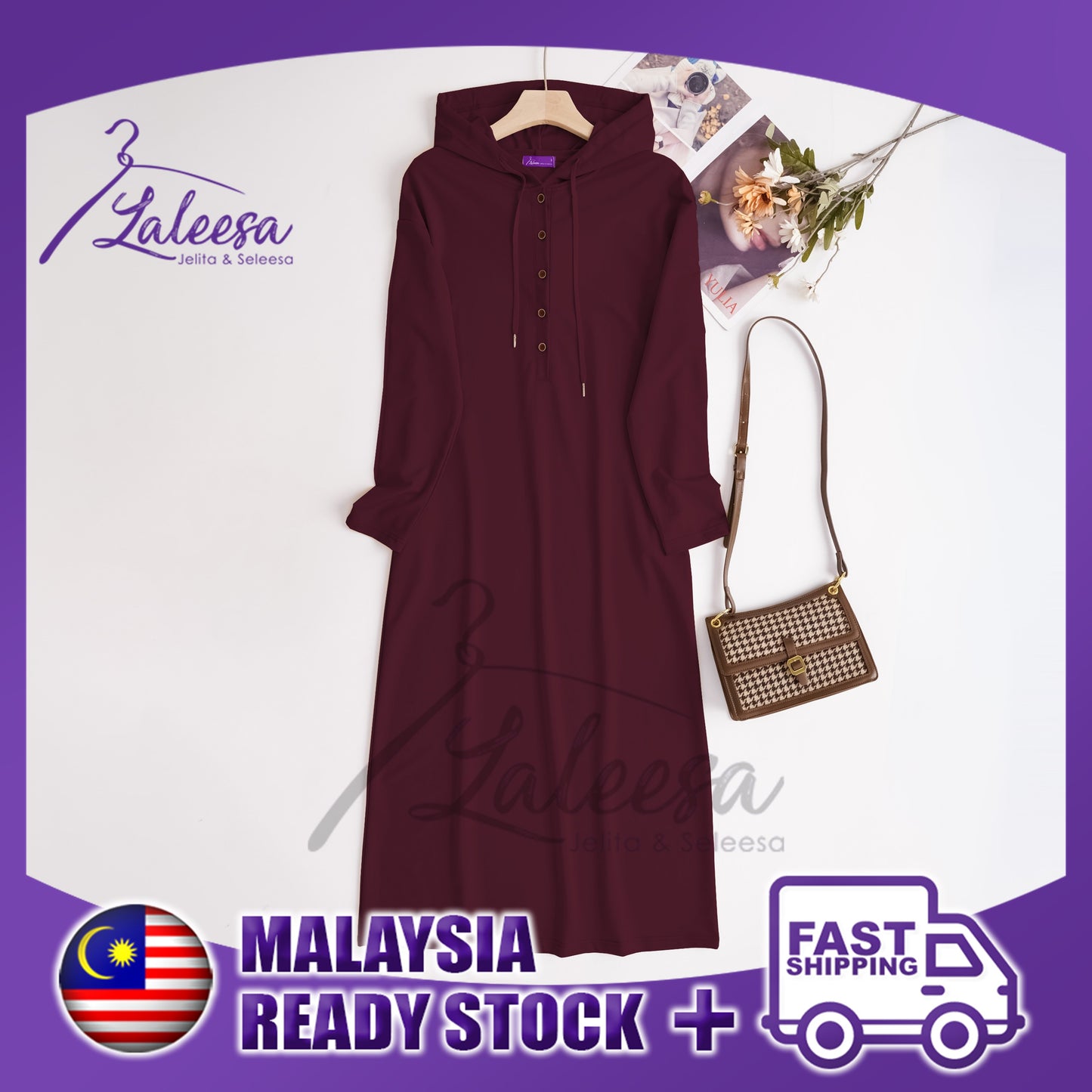 LALEESA DRESS HOODIE KABIRA LD216254 <BF Friendly Series> Long Hoodie Dress Muslimah Dress Women Dress Jubah Abaya Dress